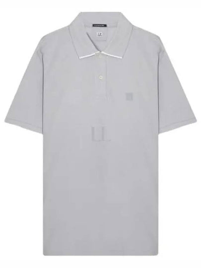 Metropolis Logo Badge Striped Polo Shirt Grey - CP COMPANY - BALAAN 2