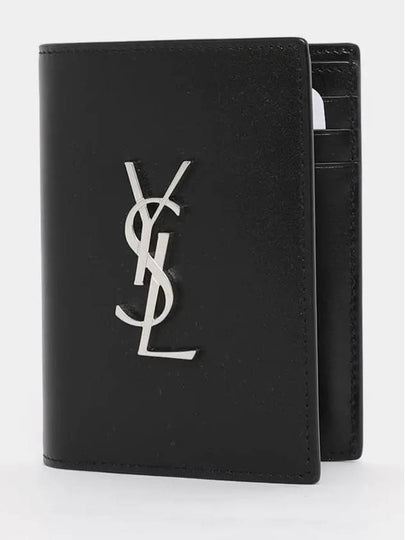 Men's Silver Monogram Fold Half Wallet Black - SAINT LAURENT - BALAAN 2