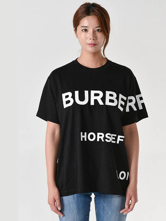Women's Horseferry Oversized Fit Short Sleeve T-Shirt Black - BURBERRY - BALAAN 2