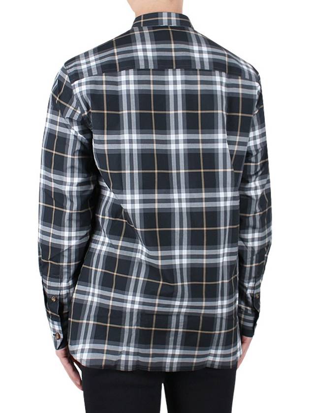 Button-Down Collar Checked Cotton Long-Sleeve Shirt Grey - BURBERRY - BALAAN 5