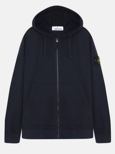 Wappen Patch Cotton Zip Up Hoodie Navy - STONE ISLAND - BALAAN 2