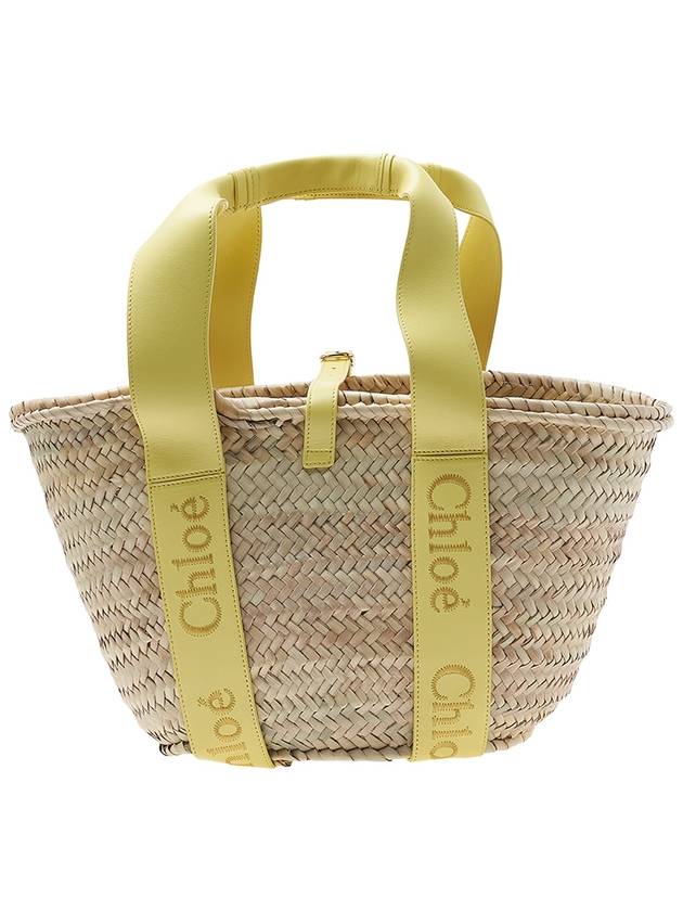 Sense Medium Raffia Basket Tote Bag Beige Yellow - CHLOE - BALAAN 4