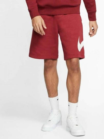 Club Fleece Big Swoosh Shorts Burgundy - NIKE - BALAAN 2