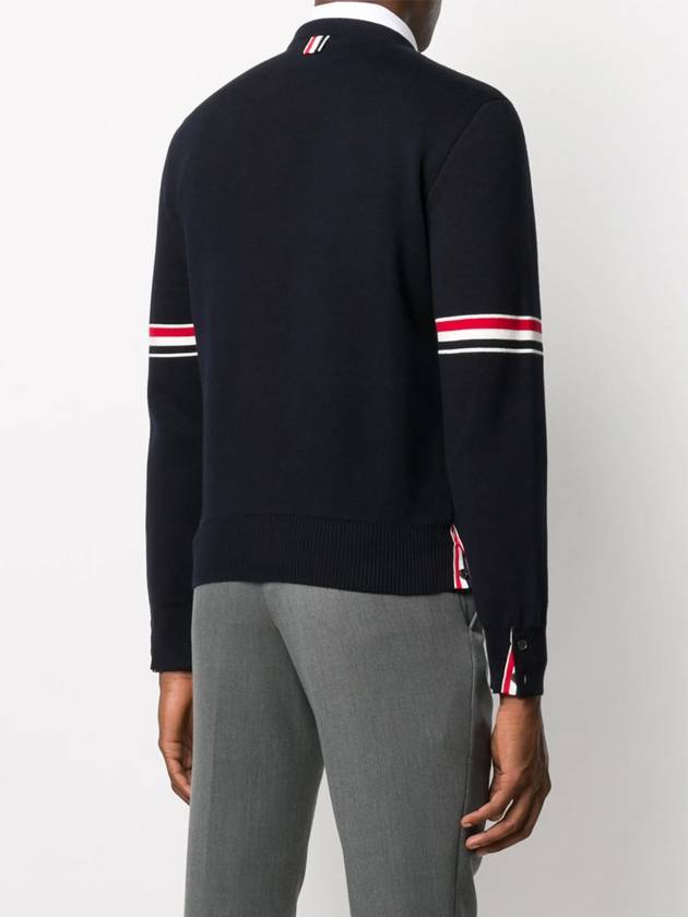 Men's Milan Stitch Armband Crew Neck Knit Top Navy - THOM BROWNE - BALAAN 5