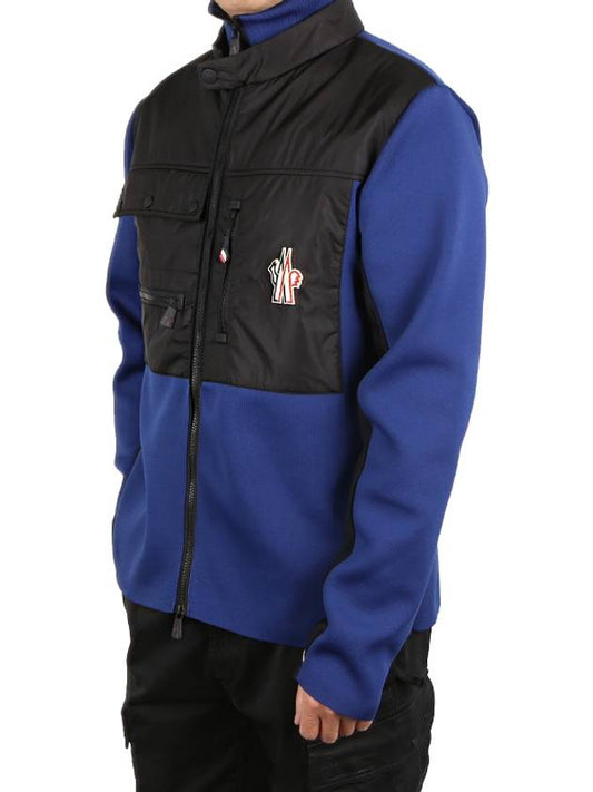 Men's Grenoble Panel Logo Patch Zip-Up Jacket Blue Black - MONCLER - BALAAN 2