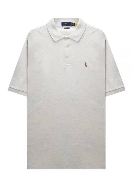 Embroidery Pony Logo Cotton Short Sleeve Polo Shirt American Heather - POLO RALPH LAUREN - BALAAN 2