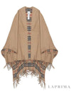 Women's Check Reversible Wool Cape Beige - BURBERRY - BALAAN 2