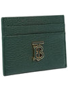 TB Logo Grained Leather Card Wallet Green - BURBERRY - BALAAN 5