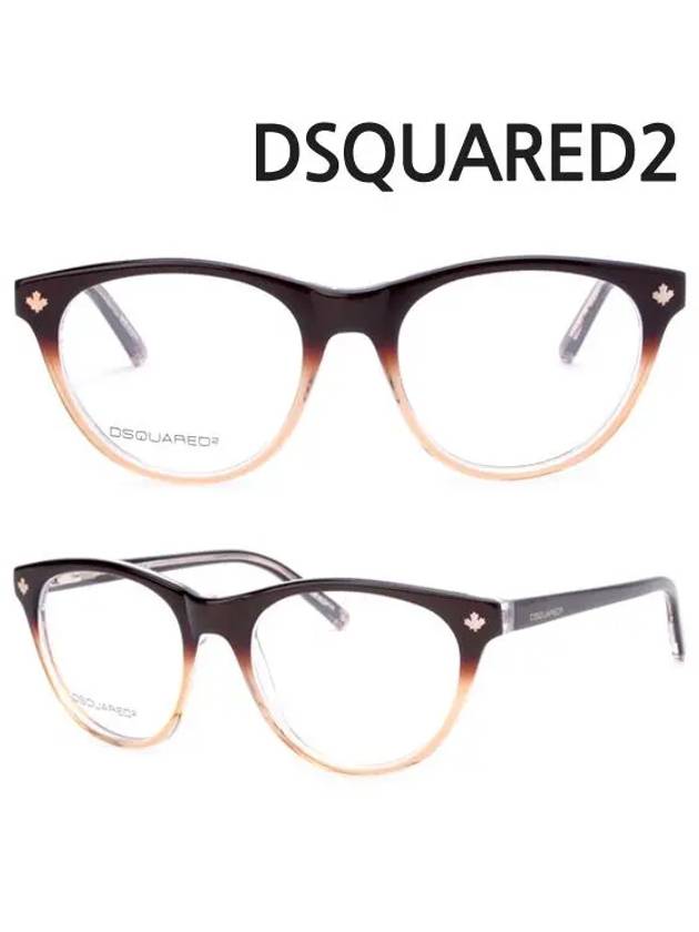 Glasses Frame DQ5107 050 Twotone Fashion Horned Frame Men Women - DSQUARED2 - BALAAN 5