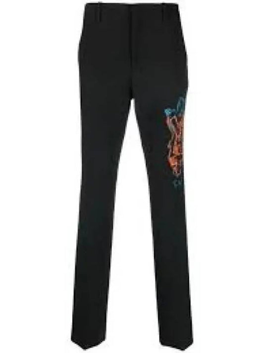 black multicolor COTTONWOOL blend GRAF COUPE trousers OMCO002S23FAB0031066 B0560956349 - OFF WHITE - BALAAN 2