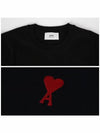 Chain Stitch Heart Logo Long Sleeve T-Shirt Black - AMI - BALAAN 6