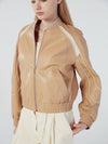 piping varsity jumper jacket beige - REAL ME ANOTHER ME - BALAAN 7