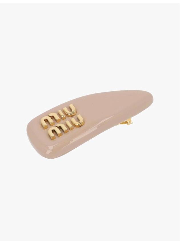 Logo Patent Leather Hair Clip Alabaster Pink - MIU MIU - BALAAN 2