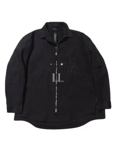 Shadow Project Hidden Badge Graphic Over Long Sleeve Shirt Black - STONE ISLAND - BALAAN 2