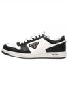 Men's Downtown Triangle Logo Leather Low Top Sneakers White Black - PRADA - BALAAN 2