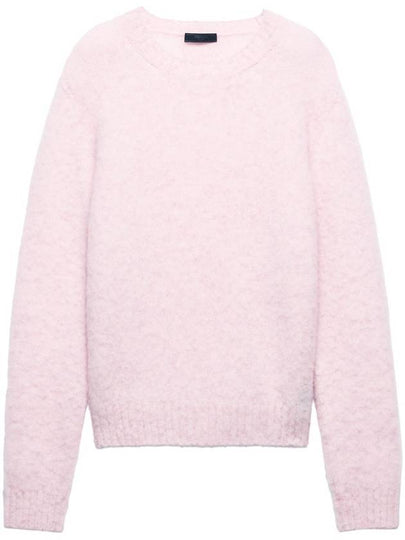 Shetland wool crewneck knit top alabaster pink - PRADA - BALAAN 2