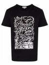 logo embroidery print short sleeve t-shirt black - ALEXANDER MCQUEEN - BALAAN 2