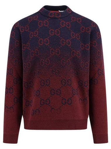 GG Degradé Wool Jacquard Knit Top Bordeaux Dark Blue - GUCCI - BALAAN 1