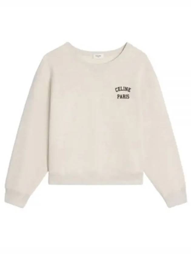 Logo Print Cotton Fleece Loose Sweatshirt Cream - CELINE - BALAAN 2