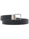 Men's Intrecciato Leather Belt Black - BOTTEGA VENETA - BALAAN 11