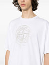 Men's Logo Print Crew Neck Short Sleeve T-Shirt White - STONE ISLAND - BALAAN 6