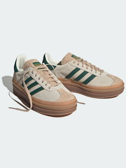 Women's Gazelle Bold Low Top Sneakers Cream White Green - ADIDAS - BALAAN 2