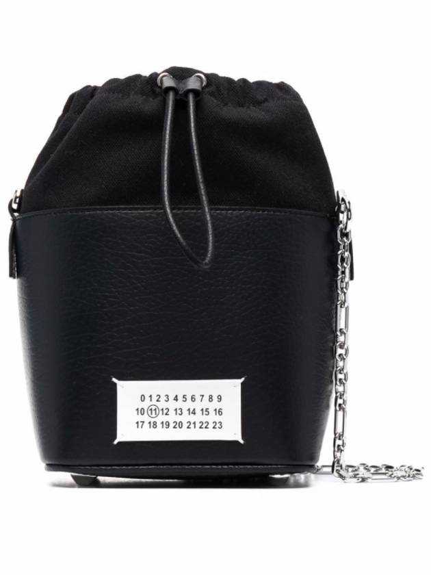 5AC Number Logo Texture Leather Bucket Bag Black - MAISON MARGIELA - BALAAN 5