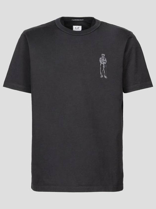 Men's Print Short Sleeve T-Shirt Black - CP COMPANY - BALAAN 2