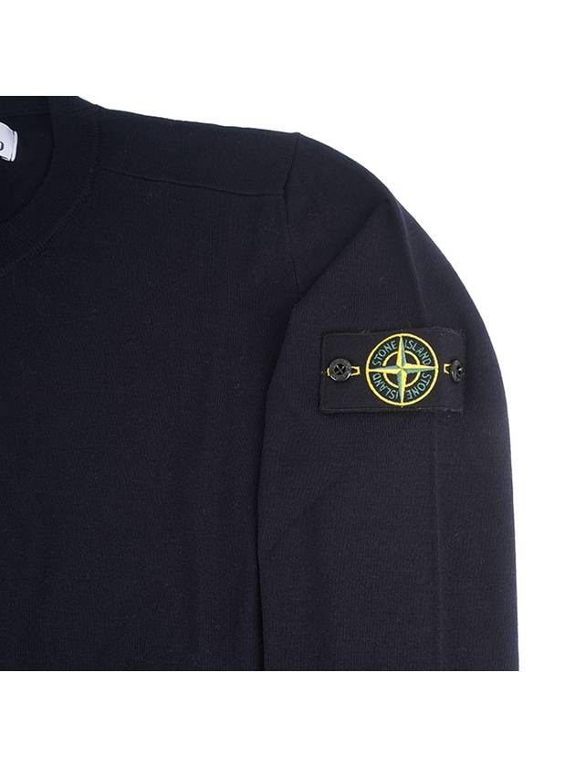 Regular Fit Crew Neck Wool Knit Top Navy - STONE ISLAND - BALAAN 4