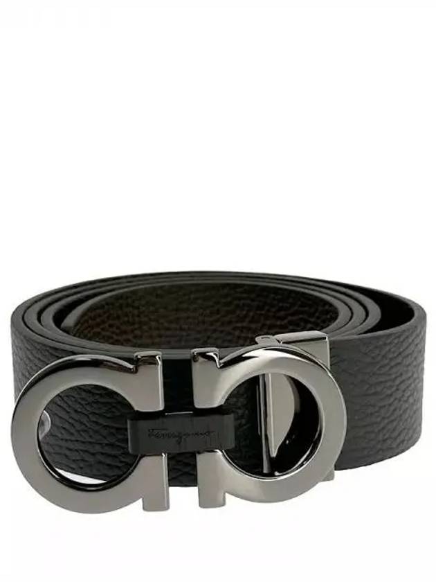 Reversible Gancini Belt Black Hickory - SALVATORE FERRAGAMO - BALAAN 2