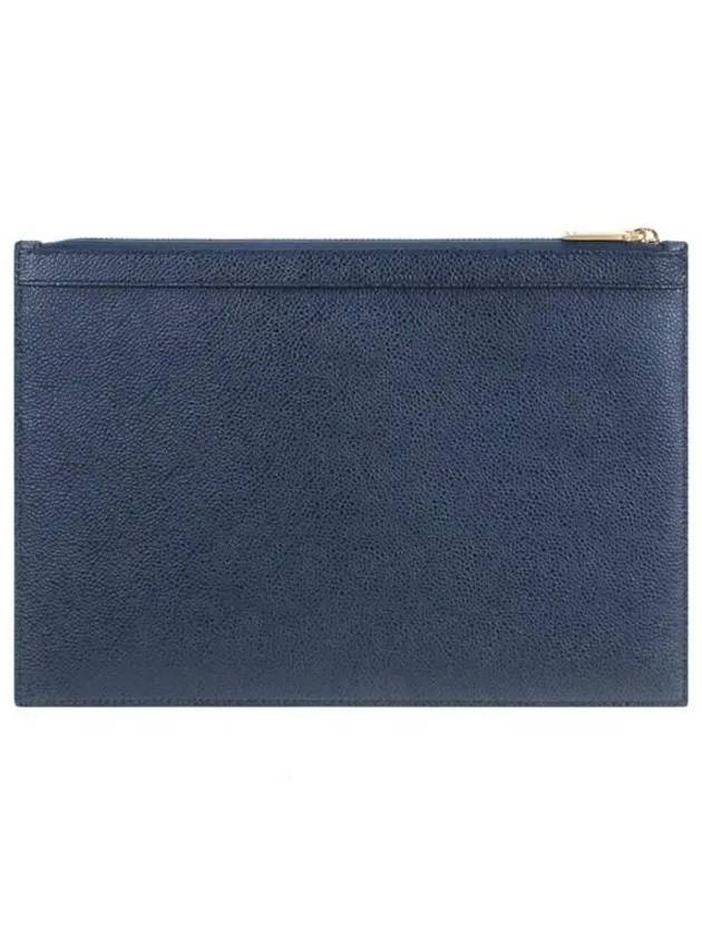 Tartan Hector Small Leather Clutch Bag Navy - THOM BROWNE - BALAAN 4