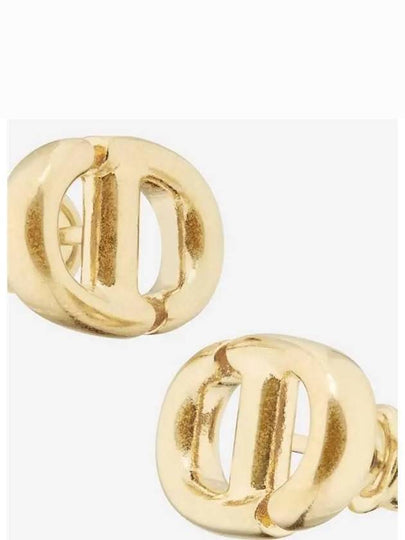 CD Navy Stud Metal Earrings Pink Gold Finish - DIOR - BALAAN 2