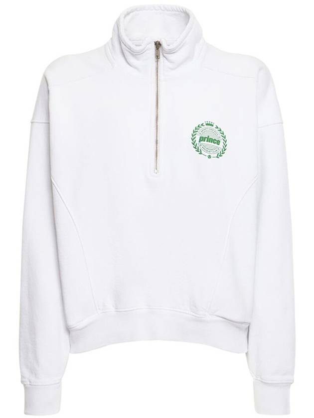 Prince Crest Quarter Zipper Sweatshirt White - SPORTY & RICH - BALAAN 1