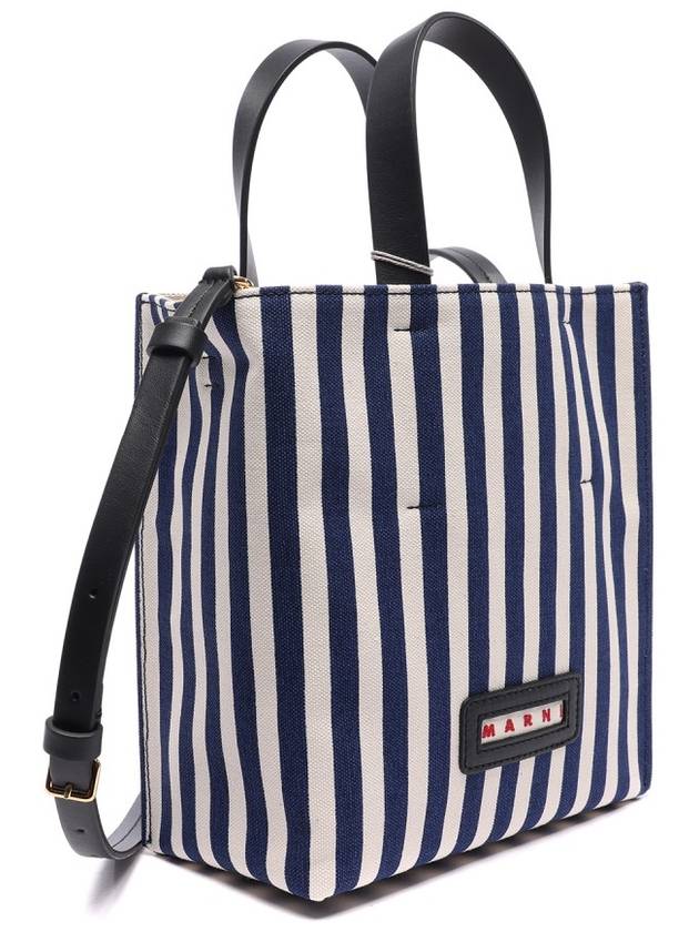 Striped Strap Tote Bag Navy - MARNI - BALAAN 4