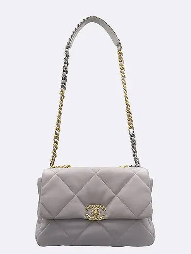 AS1161 Gray Color Nineteen 19 Large Flap Shoulder Bag - CHANEL - BALAAN 3