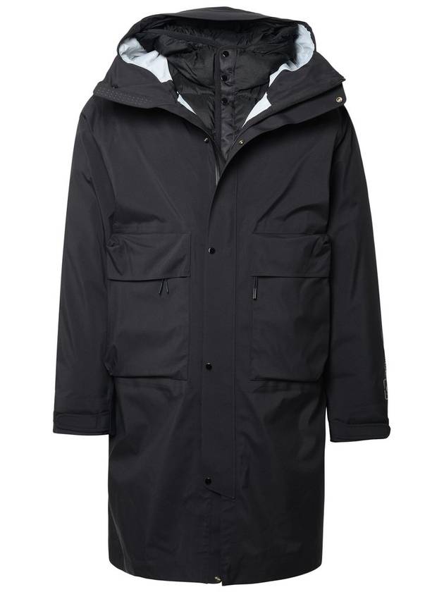 Logo Print Hooded Down Parka Black - CP COMPANY - BALAAN 1