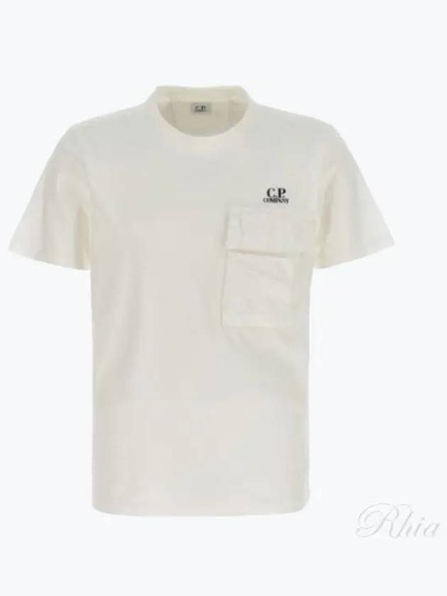 CP Company Chest Logo Pocket Short Sleeve T Shirt Top White 14CMTS315A005697G103 - CP COMPANY - BALAAN 1