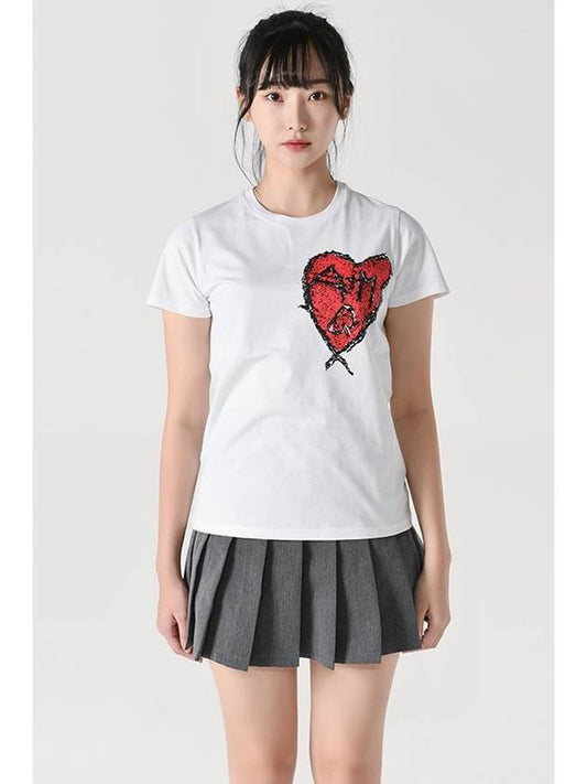 711420 Heart logo short sleeved T shirt white QZAGQ 0900 - ALEXANDER MCQUEEN - BALAAN 1