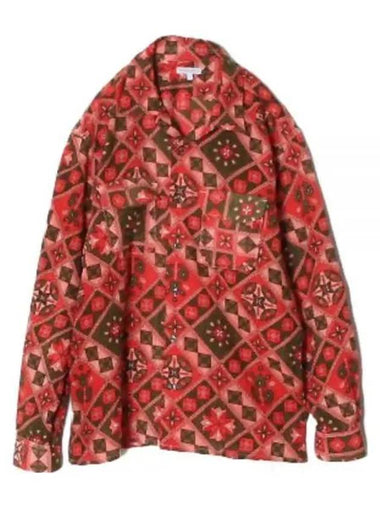 Tibet Shirt PinkOlive Cotton Ethno Print MP068 ND038 - ENGINEERED GARMENTS - BALAAN 1