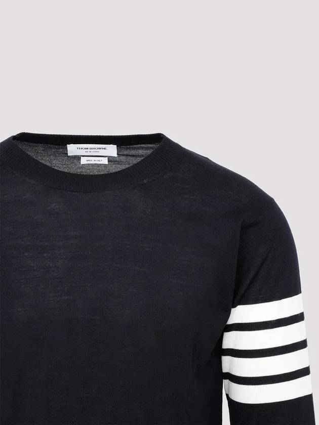 4 Bar Armband Classic Merino Wool Knit Top Navy - THOM BROWNE - BALAAN 5