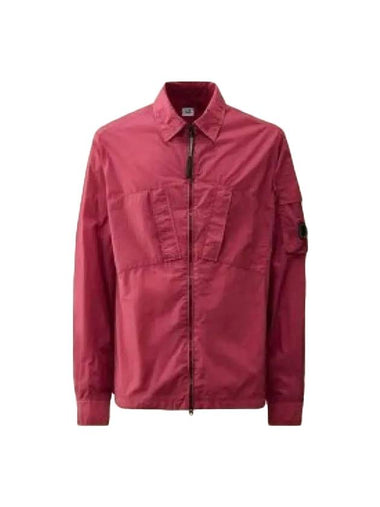 Taylon L Zipped Long Sleeve Shirt Pink - CP COMPANY - BALAAN 1