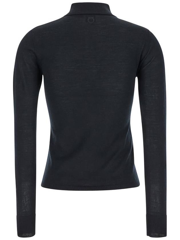 'Liquoroso' Black Long-Sleeve Polo Shirt In Wool Woman - PINKO - BALAAN 2