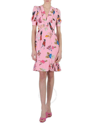 Moschino Ladies Fantasy Print Pink Illustration Print Dress, Brand Size 38 (US Size 4) - MOSCHINO - BALAAN 1