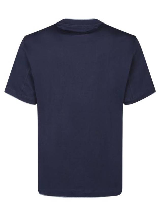 Cotton Short Sleeve T-Shirt Navy - BRUNELLO CUCINELLI - BALAAN 3