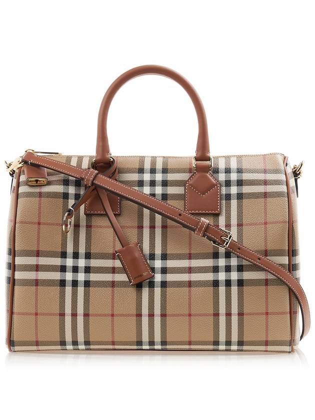 Medium Check Bowling Tote Bag Archive Beige Briar Brown - BURBERRY - BALAAN 2