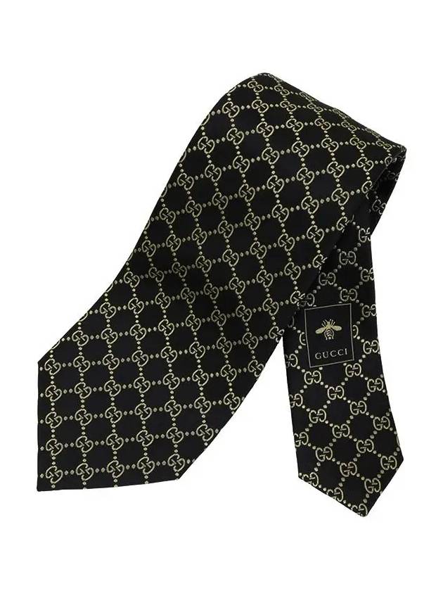 GG Logo Silk Jacquard Tie Black - GUCCI - BALAAN 3