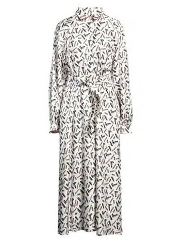 Max Mara Ladies White Black Rimmel Silk Shirt Dress, Brand Size 36 (US Size 2) - MAX MARA - BALAAN 1