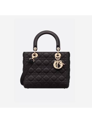 Lady Cannage Calfskin Medium Tote Bag Gold Black - DIOR - BALAAN 1