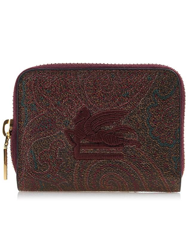 Paisley Print Embroidered Logo Zip Around Wallet Brown - ETRO - BALAAN 2