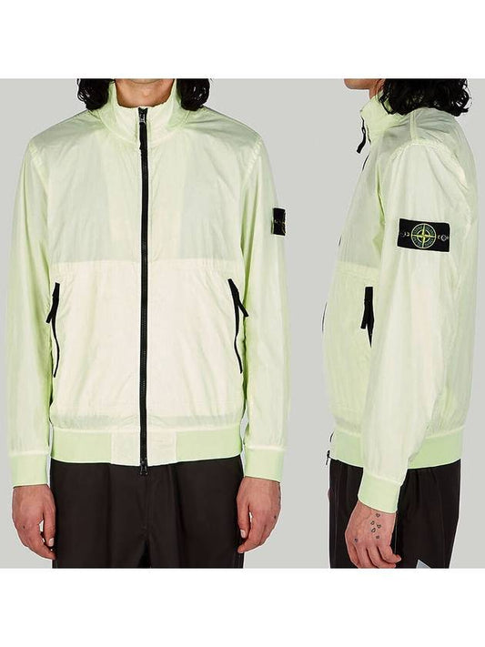 Garment Dyed Crinkle Reps Nylon Zip-up Jacket Lime - STONE ISLAND - BALAAN.
